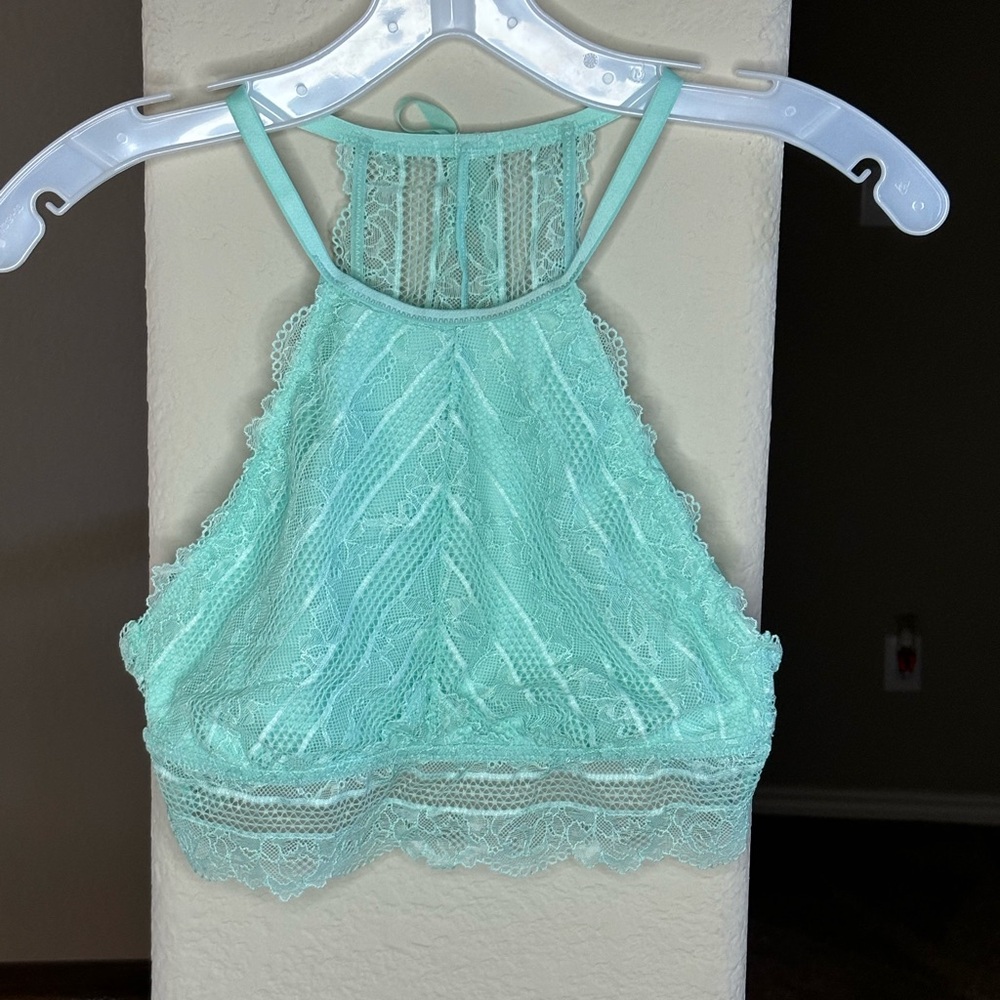 Aerie Lace High Neck Bralette Size S Lace Coquette Girly Bohemian Festival